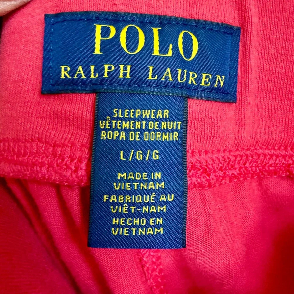 Polo Ralph Lauren Red Coral Allover Pony Print Sleep Shorts Pajama Bottoms Sz L